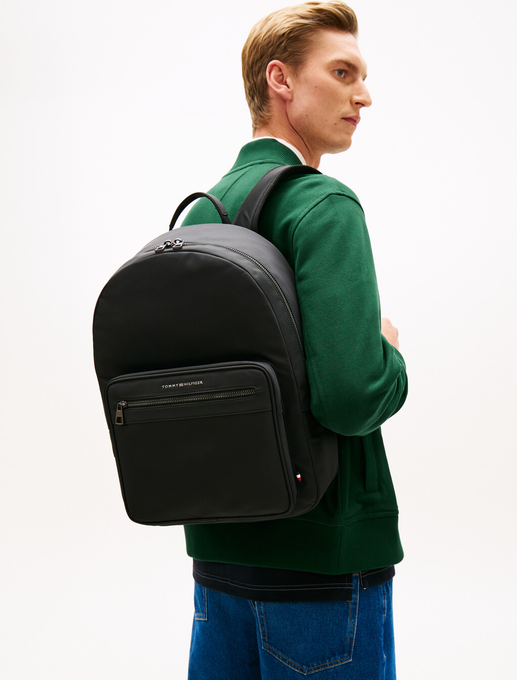 Metal Logo Dome Backpack, Black, hi-res