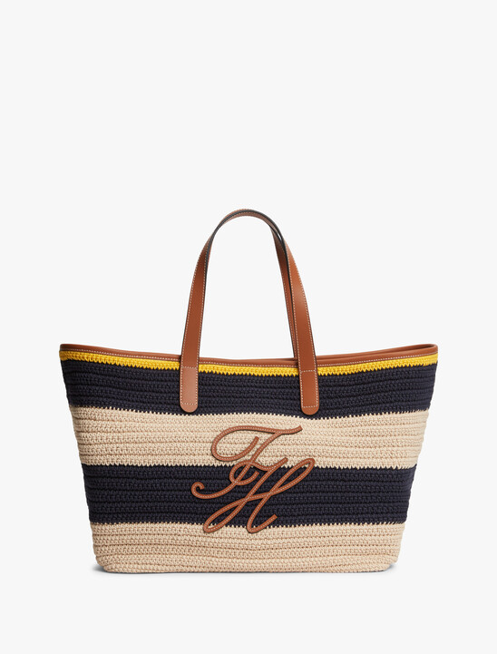 Woven Stripe Logo Appliqu&eacute; Tote Bag