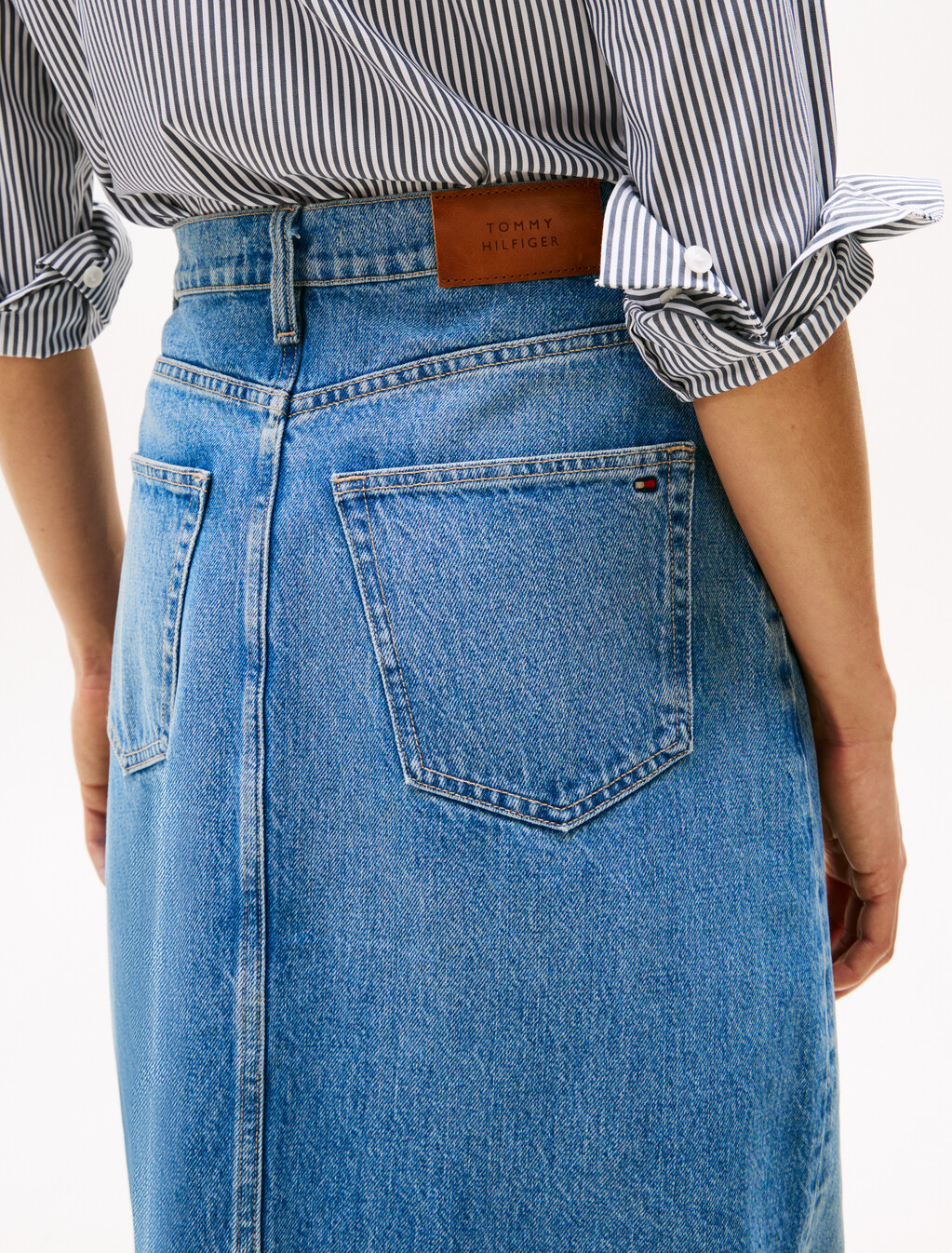 High Rise Denim Midi Skirt, Uma, hi-res