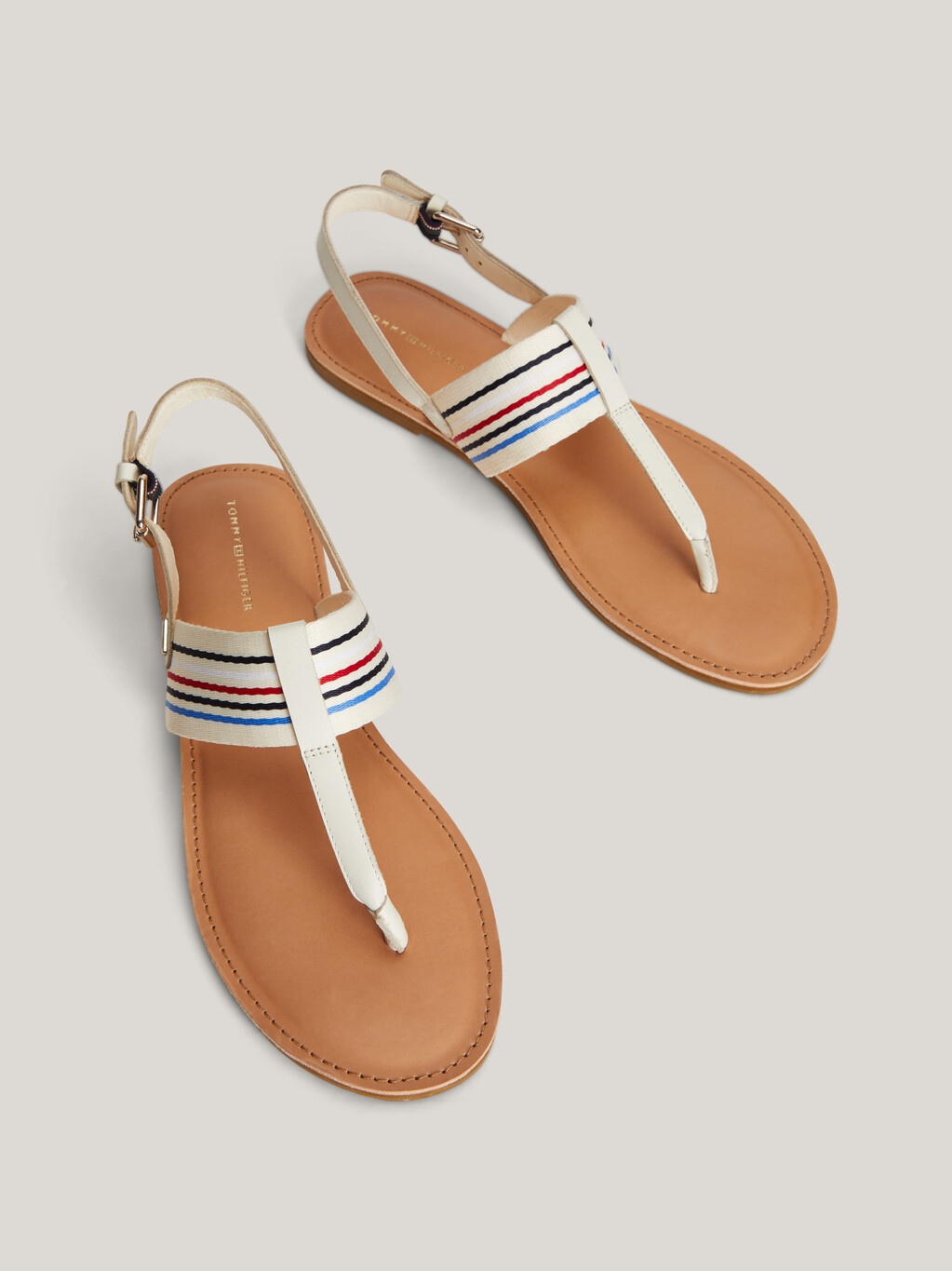 Stripe Flat Sandals, Calico, hi-res