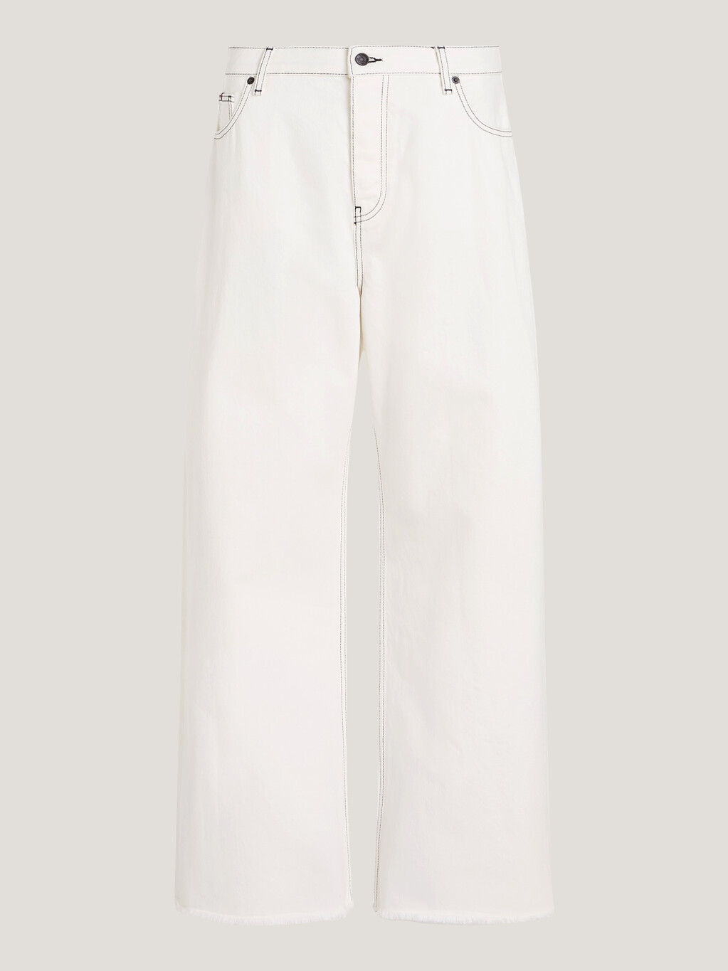 Mid Rise Oversized Slouchy White Jeans, Ecru, hi-res