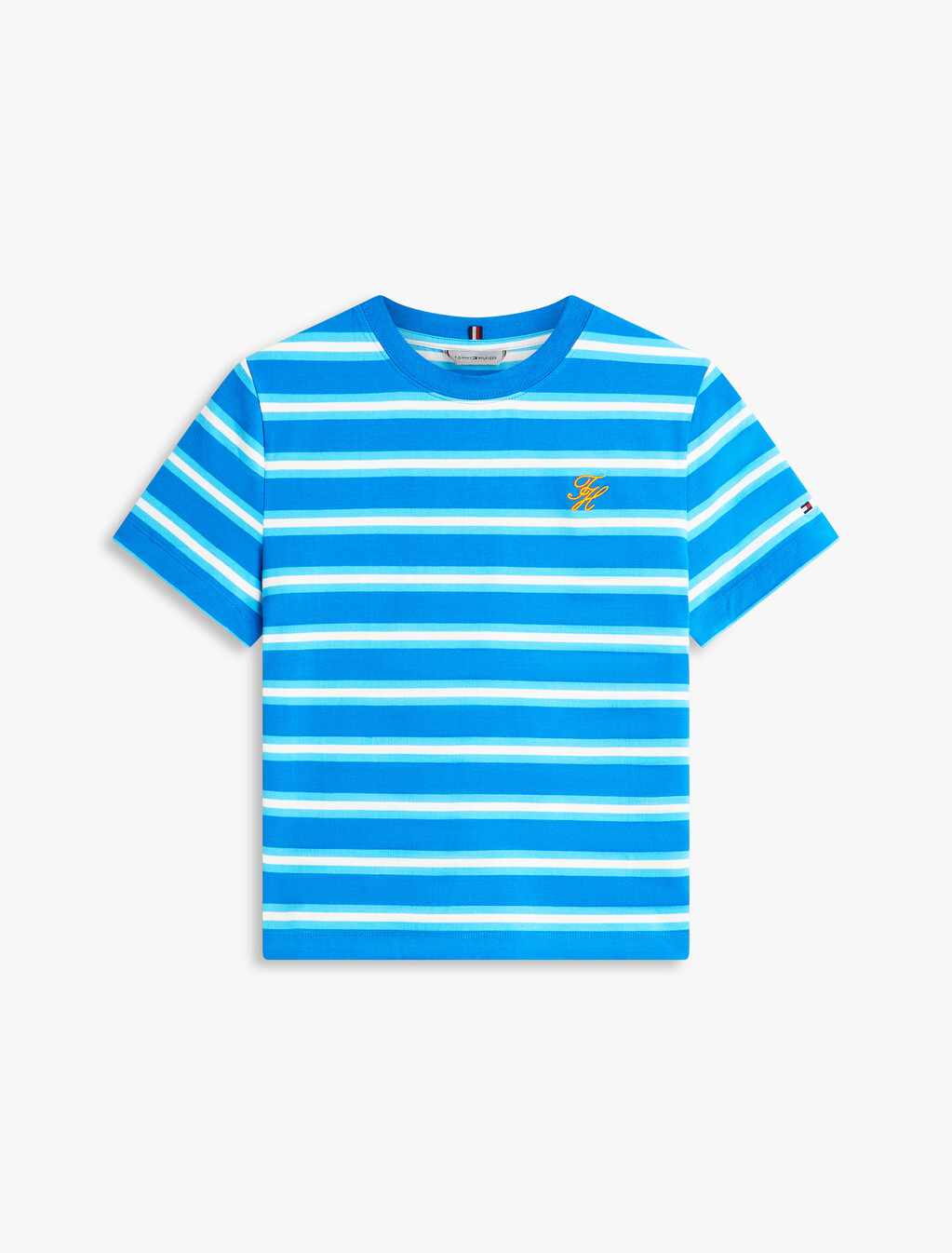 Logo Embroidery Jersey Crew Neck T-Shirt, Preppy Stripe Blue Orbit / Frigid, hi-res