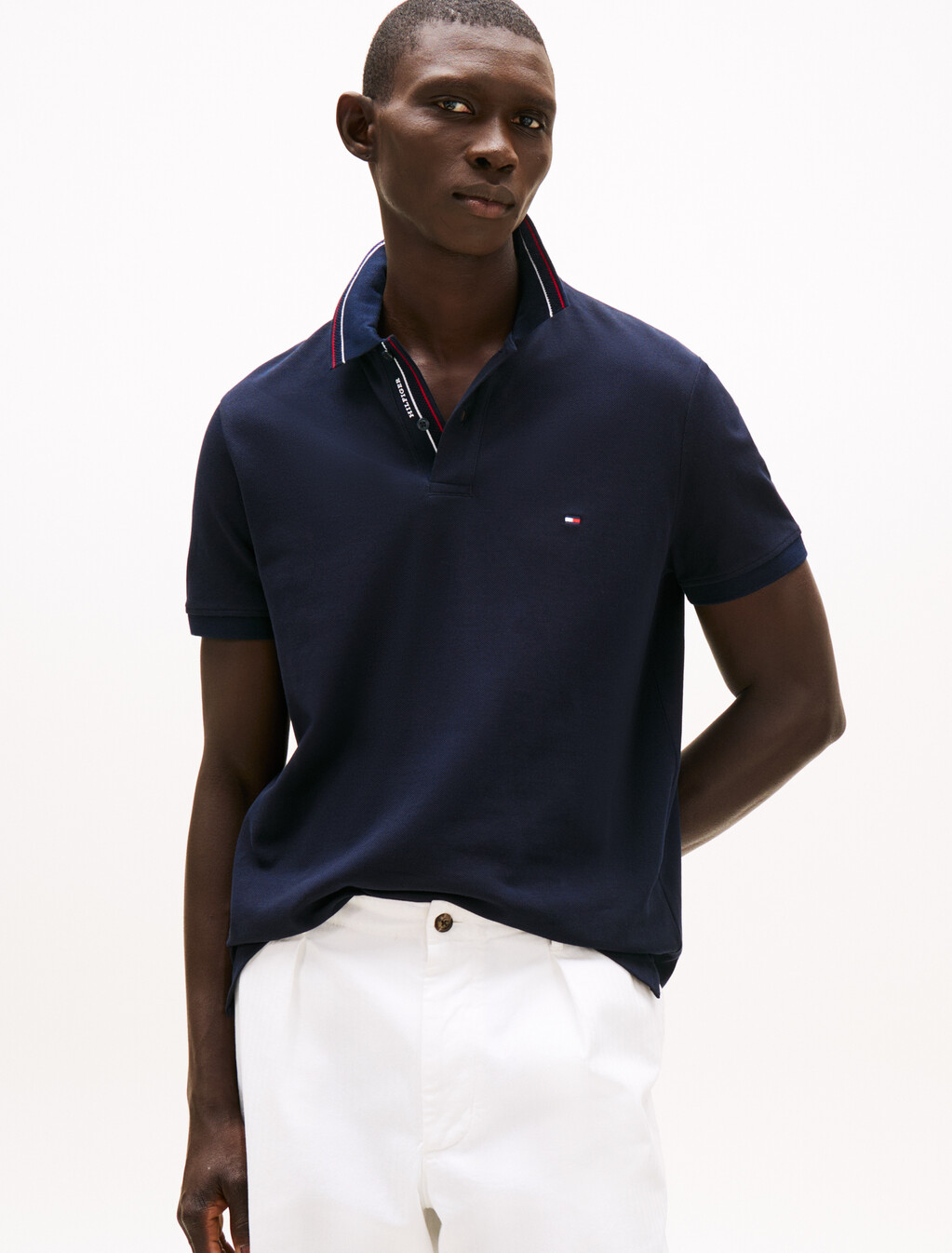 Regular Fit Tipped Collar Polo Shirt, Desert Sky, hi-res