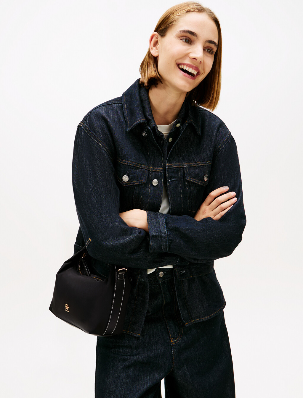 TH Monogram Plaque Crossbody Bag, Black, hi-res