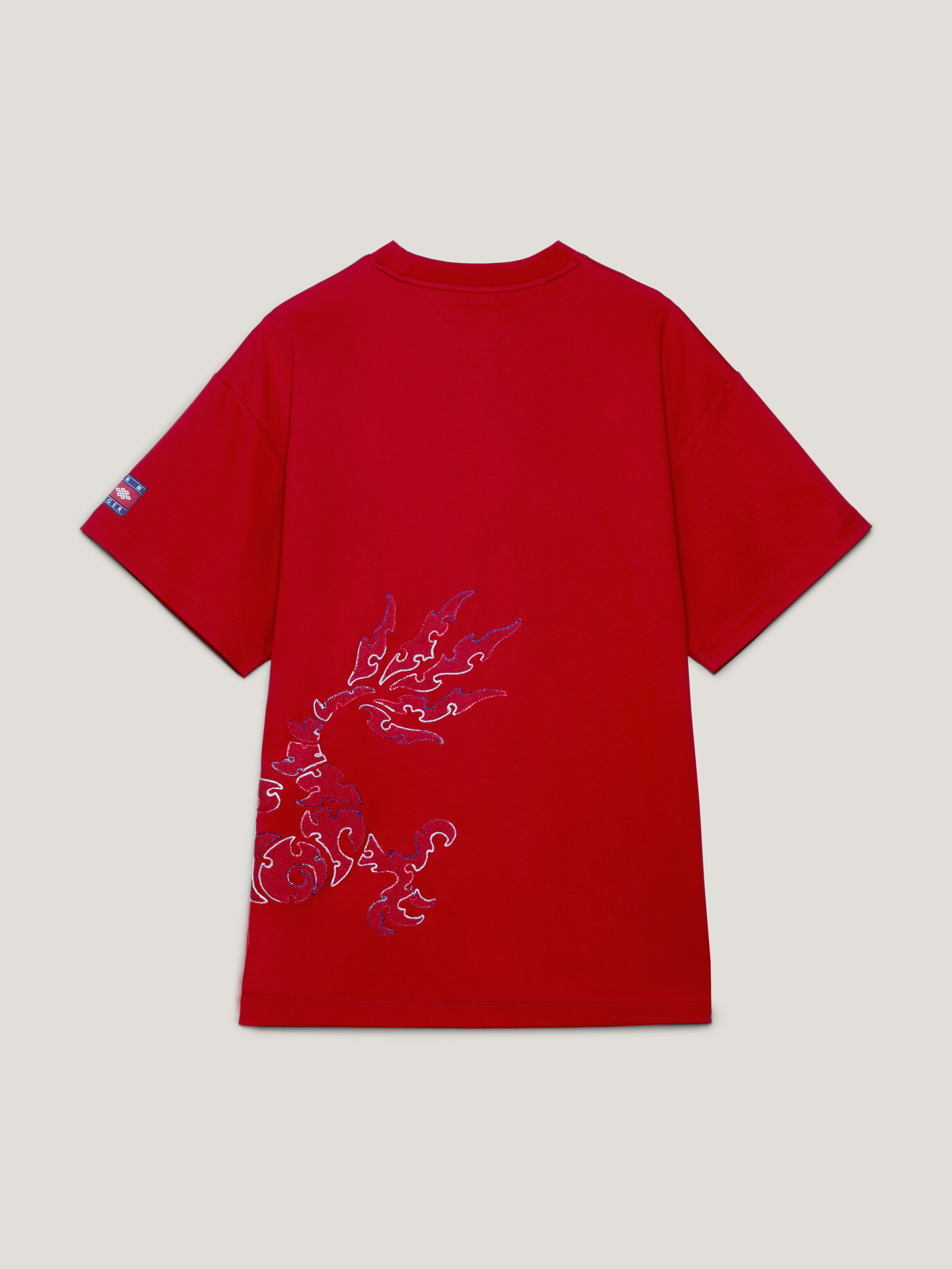 Tommy Hilfiger Tommy X Clot Dual Gender Dragon Motif T Shirt in Arizona Red