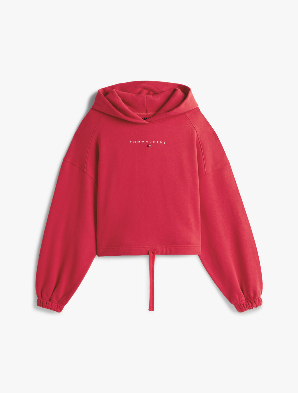 Cropped Rhinestone Logo Hoodie, Ruby Rhubarb, hi-res