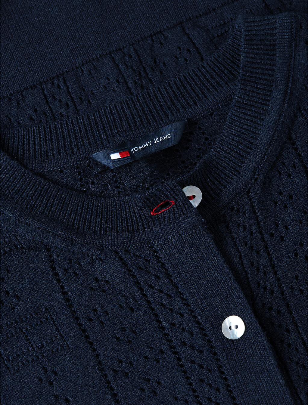 Slim Pointelle Flag Cardigan, Dark Night Navy, hi-res