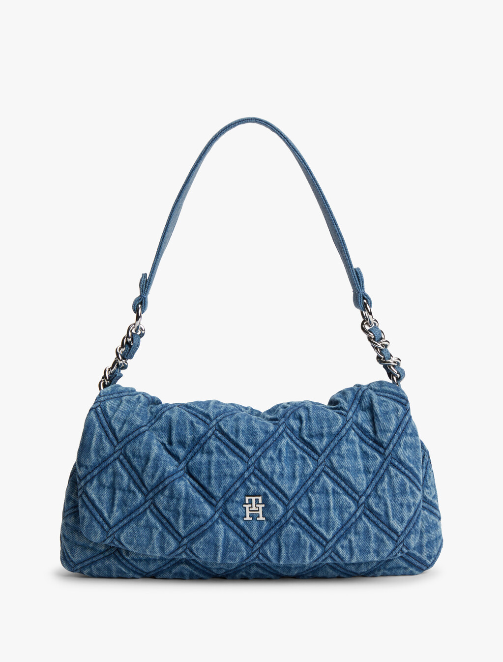 Quilted Denim TH Monogram Shoulder Bag, Denim, hi-res