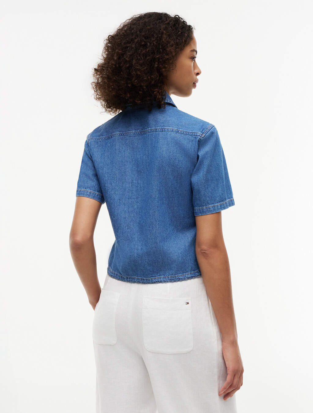 Boxy Fit Short Sleeve Denim Shirt, Mia, hi-res