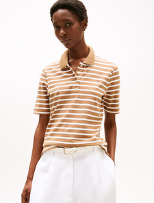 1985 Collection Flag Embroidery Regular Polo, Hickory/ Ecru Stp, hi-res