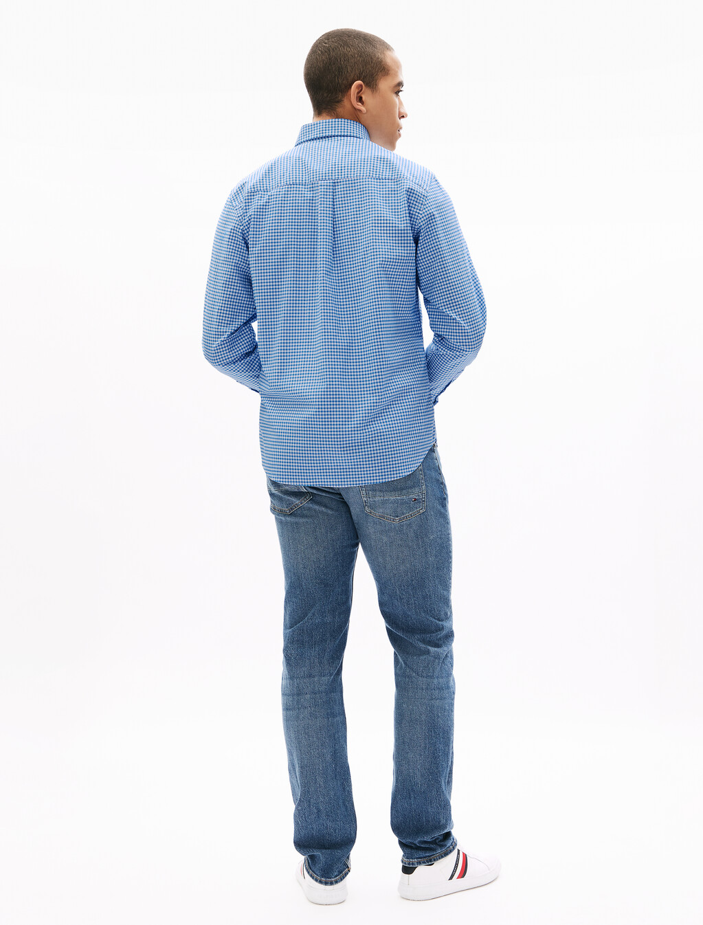 Lightweight Oxford Gingham Shirt, Shirt Blue / Optic White, hi-res