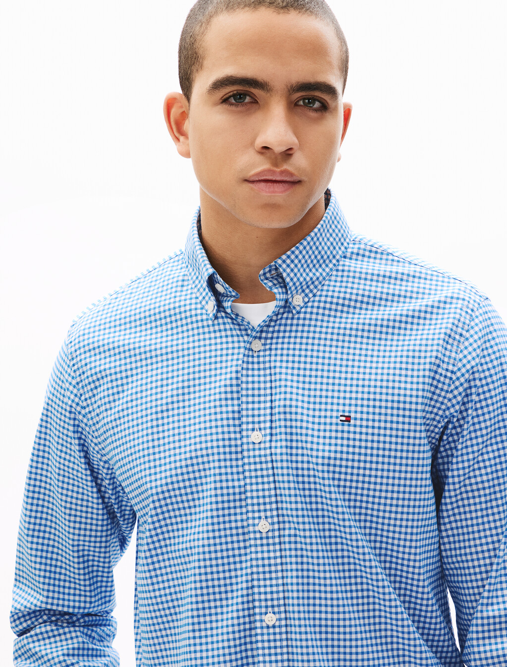 Lightweight Oxford Gingham Shirt, Shirt Blue / Optic White, hi-res