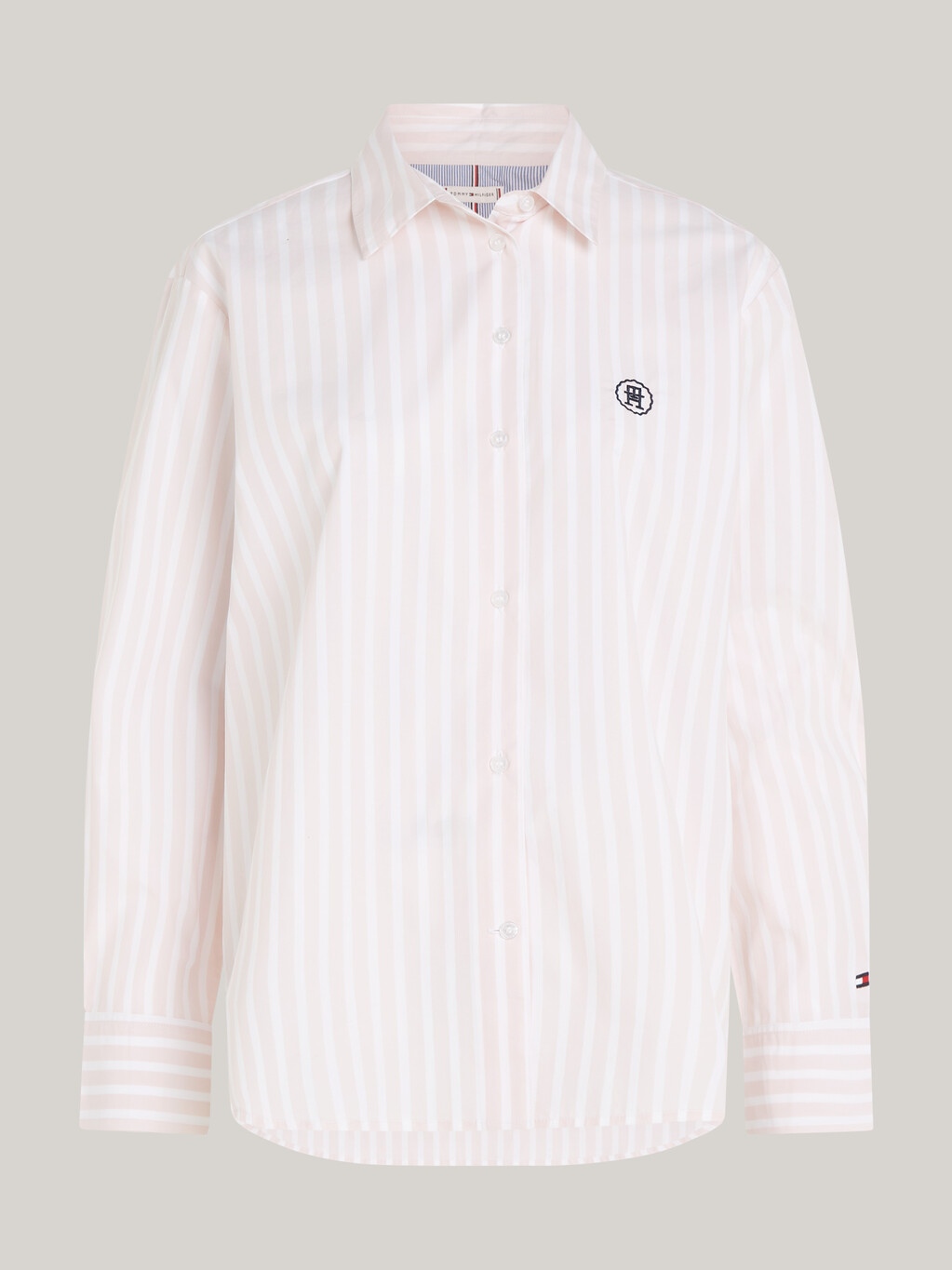 TH Monogram Stamp Relaxed Stripe Shirt, Bold Stp/ Whimsy Pink, hi-res