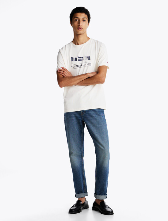 Hilfiger Flags T-Shirt, Ivory Petal Hilfiger Flags T-Shirt