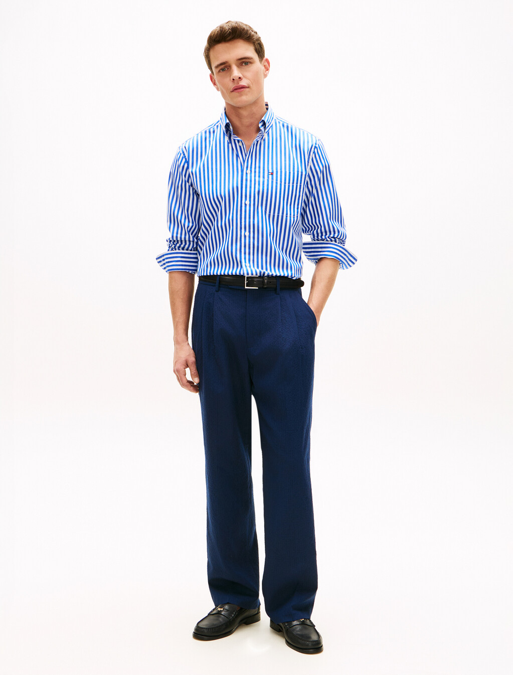 Classic Fit Stripe Poplin Shirt, Regal Blue / Stripe, hi-res