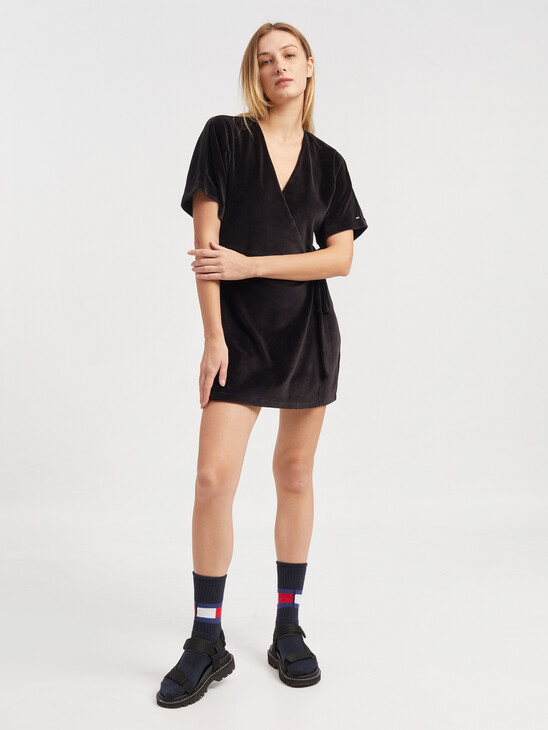 VELVET WRAP DRESS