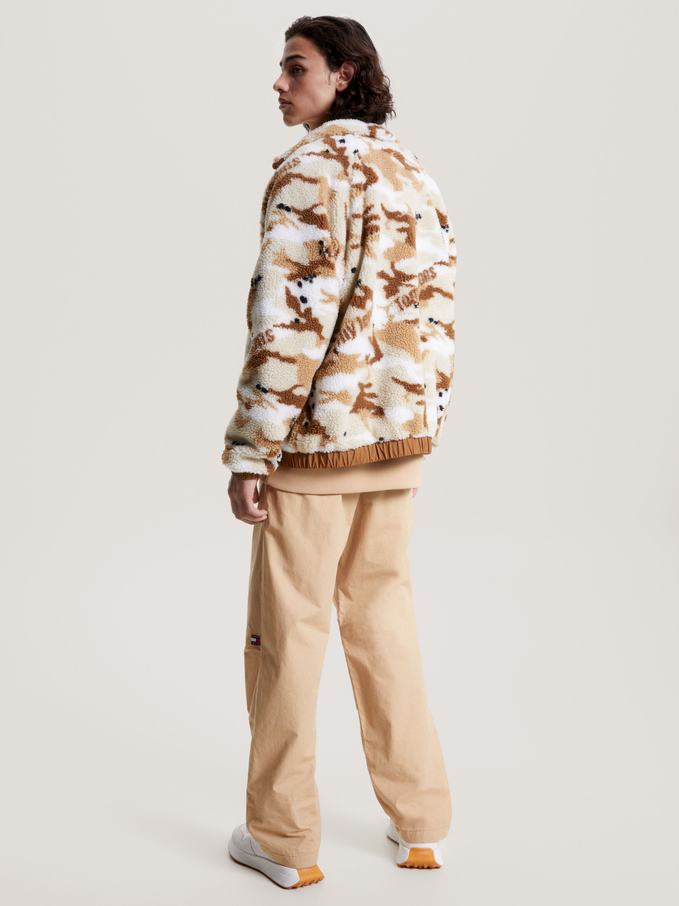 Camo Logo Print Relaxed Sherpa Jacket