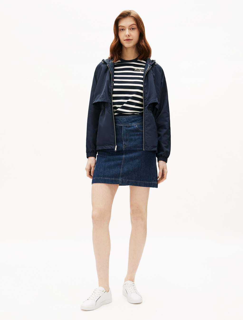 Chain Print Reversible Windbreaker, Flag Chain Wavy/ Navy, hi-res