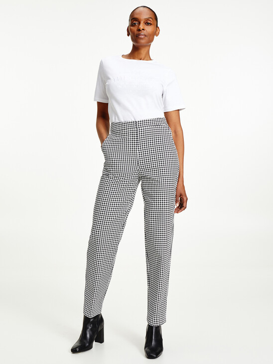 Hailey Slim Fit Houndstooth Ankle Trousers