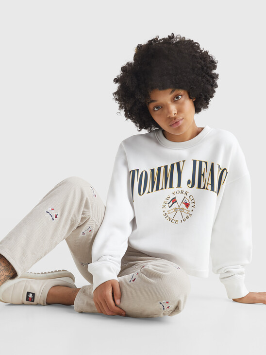 CROPPED RELAXED FIT LOGO SWEATSHIRT