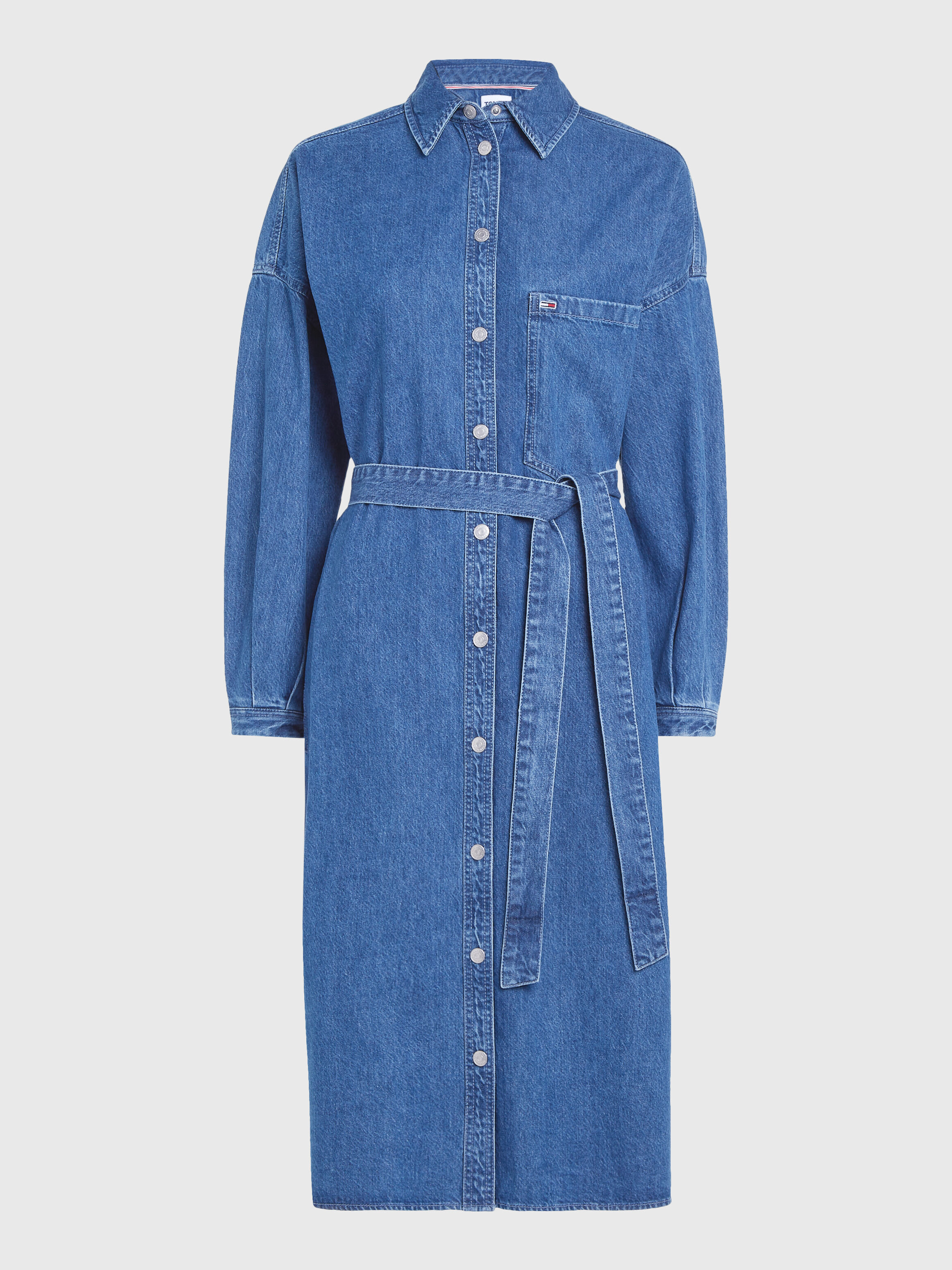 Chambray Belted Midi Shirt Dress blue Tommy Hilfiger Singapore