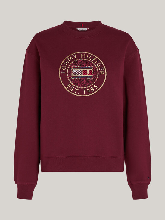 Logo Embroidery Crew Neck Sweatshirt