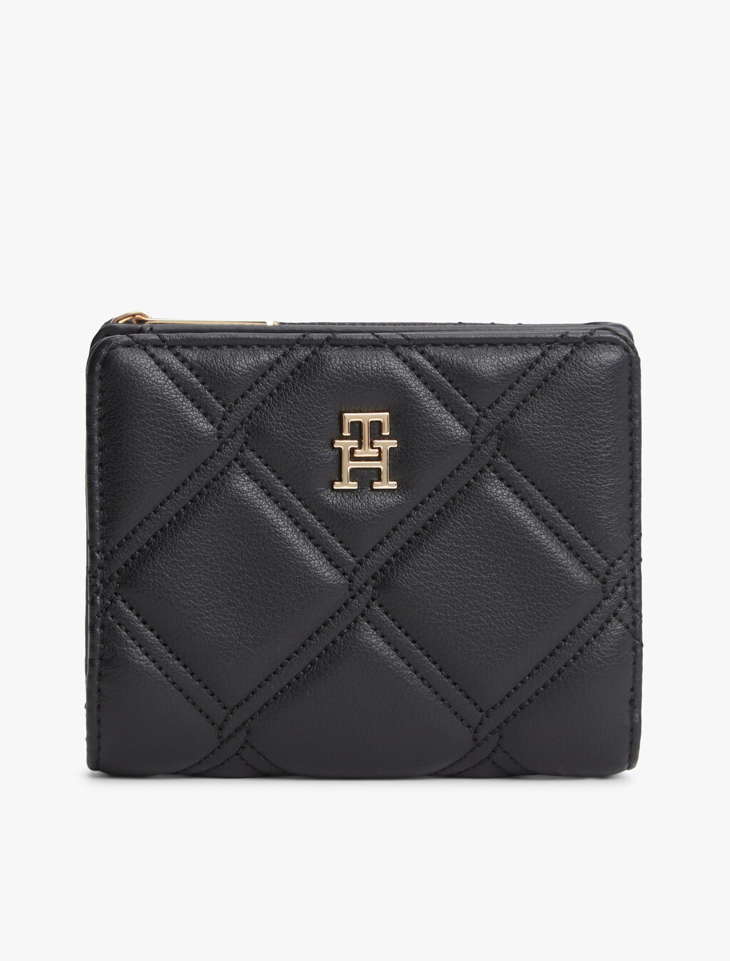 Quilted TH Monogram Bifold Wallet, Black, hi-res