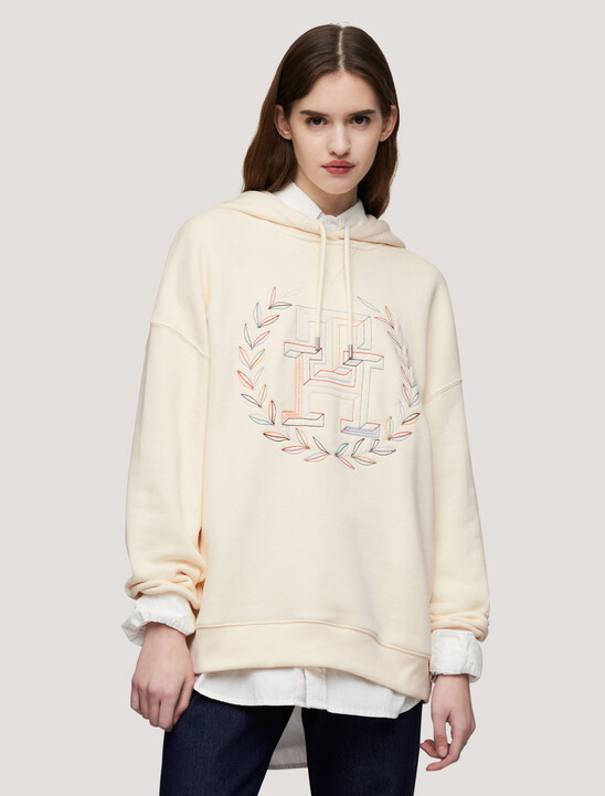 Crest Monogram Embroidery Hoodie
