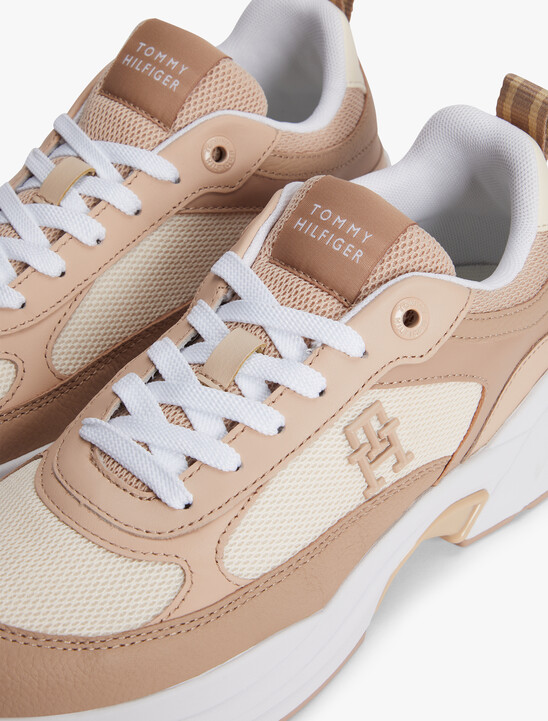 Leather Mixed Texture Chunky Trainers