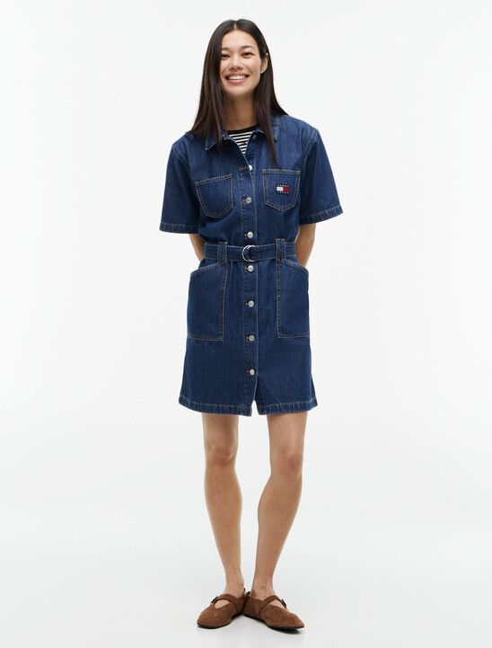 Denim Utility Short Sleeve Shirt Dress
