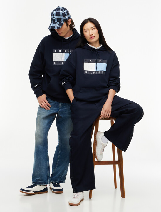 Washed Flag Logo Fleece Relaxed Hoody