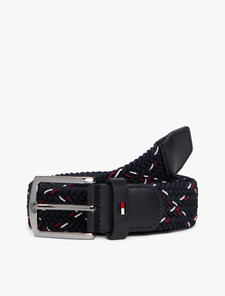 Denton Diamond Motif Elastic Belt, Black, hi-res