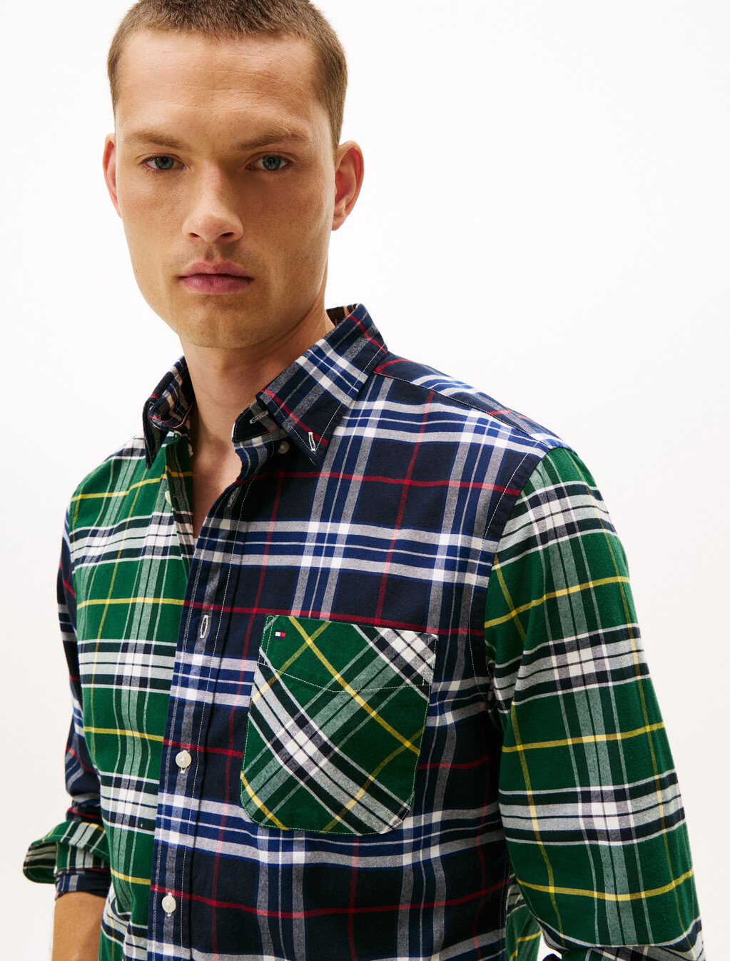Regular Fit Contrast Check Oxford Shirt, Desert Sky / Ornamental Green Check, hi-res