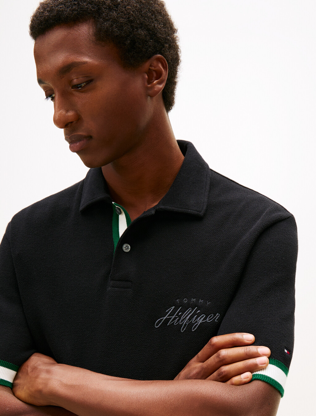 Flat Knit Classic Fit Polo, Black, hi-res