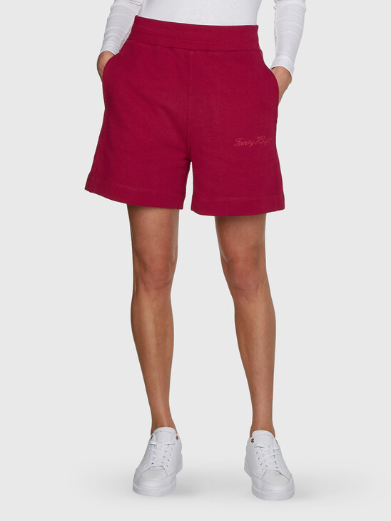 HIGH SHINE EMBROIDERY SWEAT SHORTS