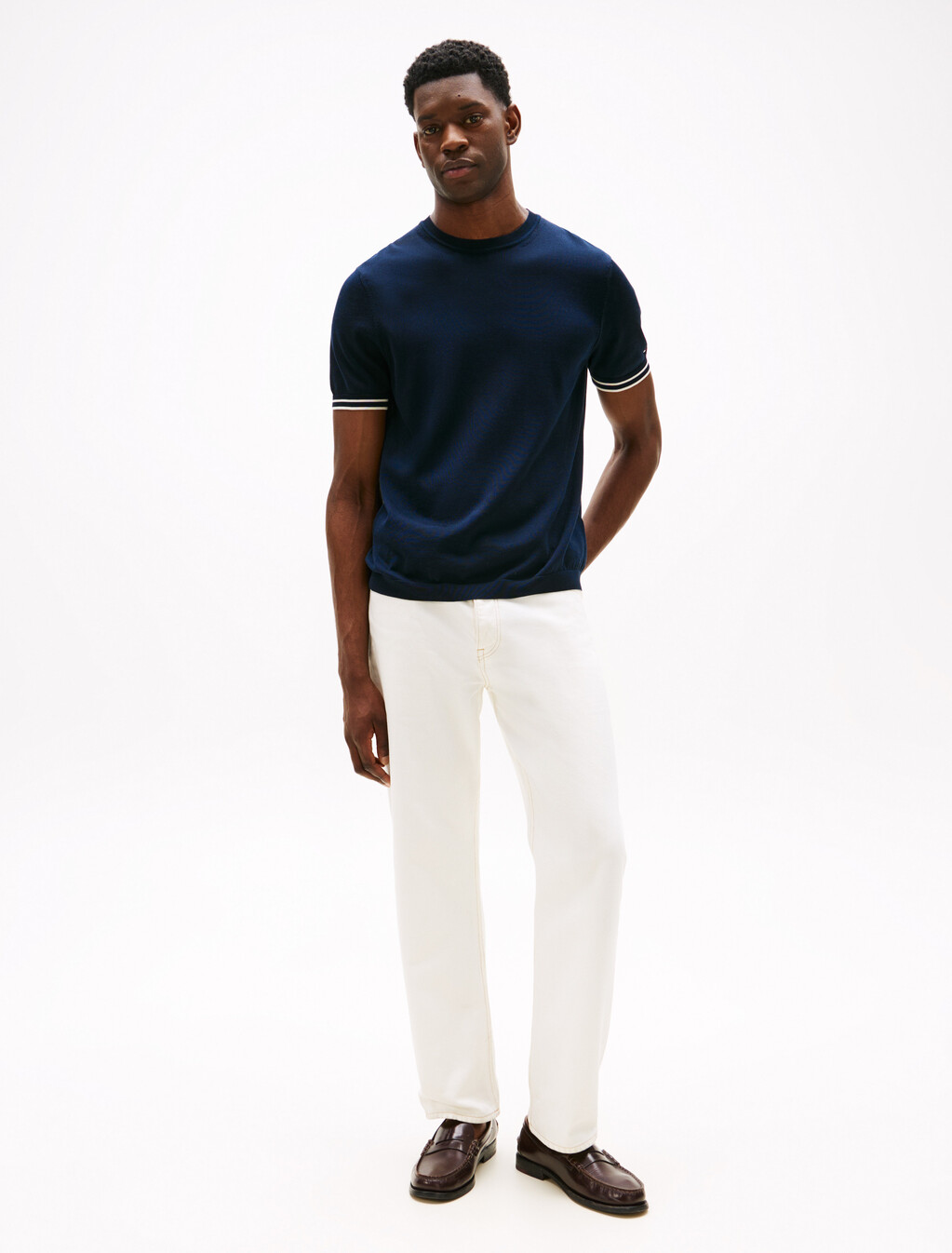 Tipping Stripe T-Shirt, Desert Sky/Ivory Petal, hi-res