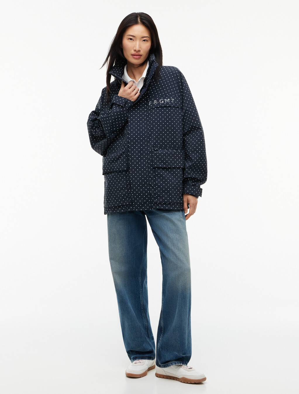 Polka Dot Field Jacket, Navy Blue Polka Dot, hi-res