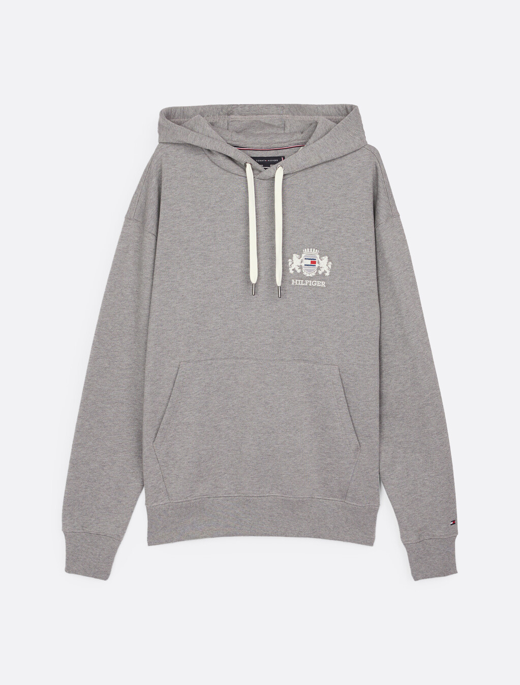 Small Crest Embroidery Hoodie, Medium Grey Heather, hi-res