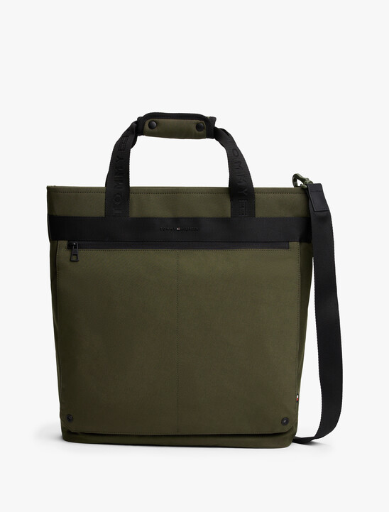 Metal Logo Crossbody Tote Bag