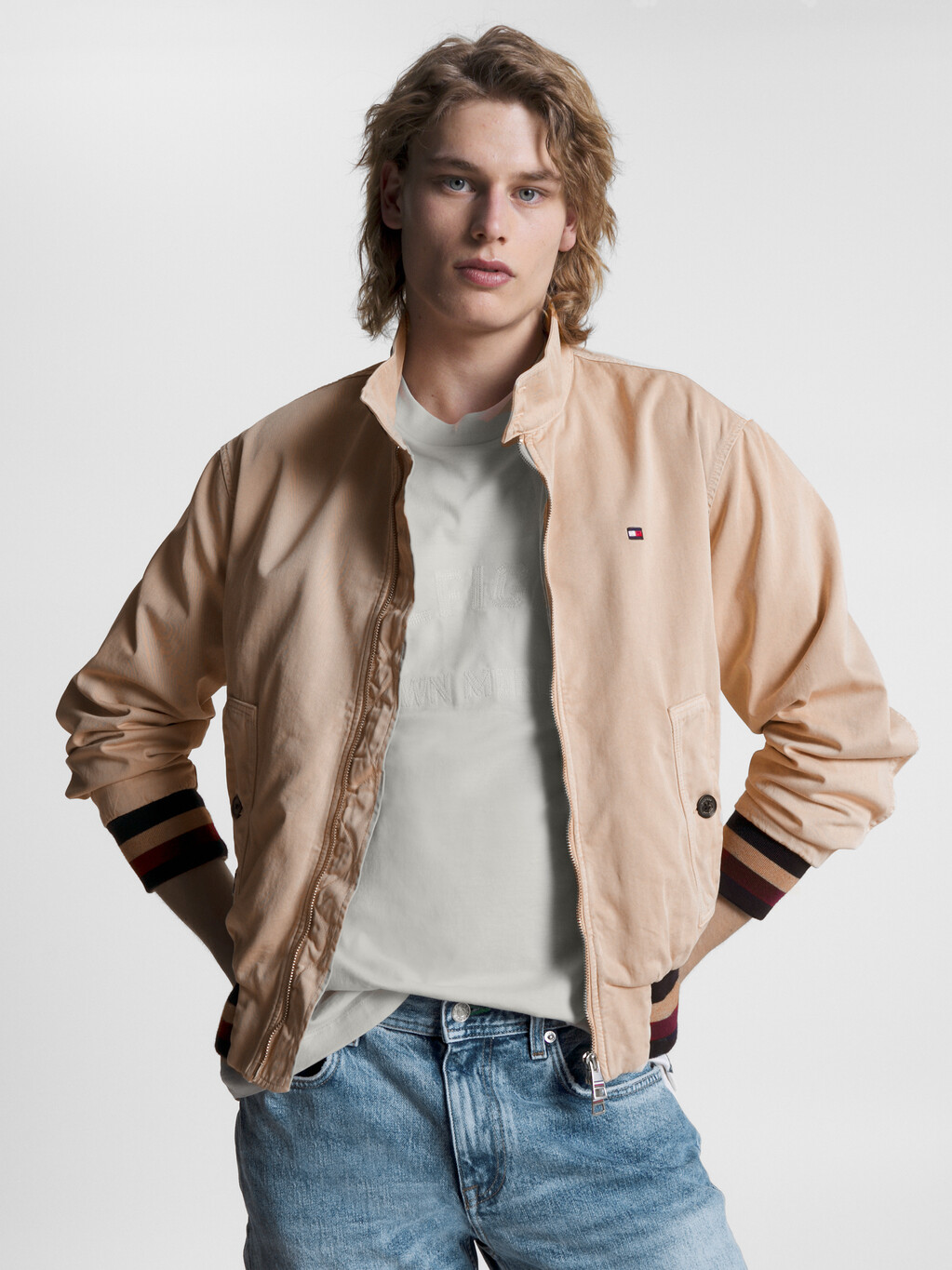 Tommy Hilfiger X Shawn Mendes Garment Dyed Harrington Jacket, Tuscan Beige, hi-res