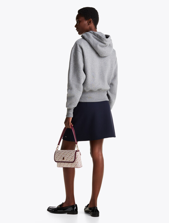 Logo Embroidery Drawstring Fleece Hoody, Mid Grey Heather Logo Embroidery Drawstring Fleece Hoody