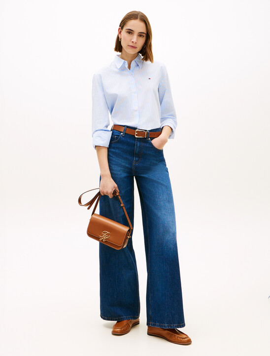 Leather Flap Logo Plaque Crossbody Bag