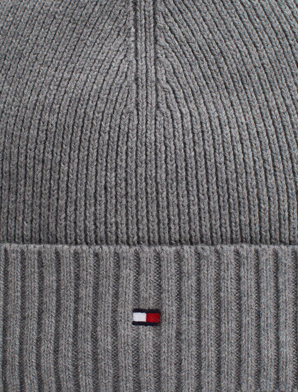 Hilfiger Flag Beanie with Cashmere, Mid Grey Heather, hi-res