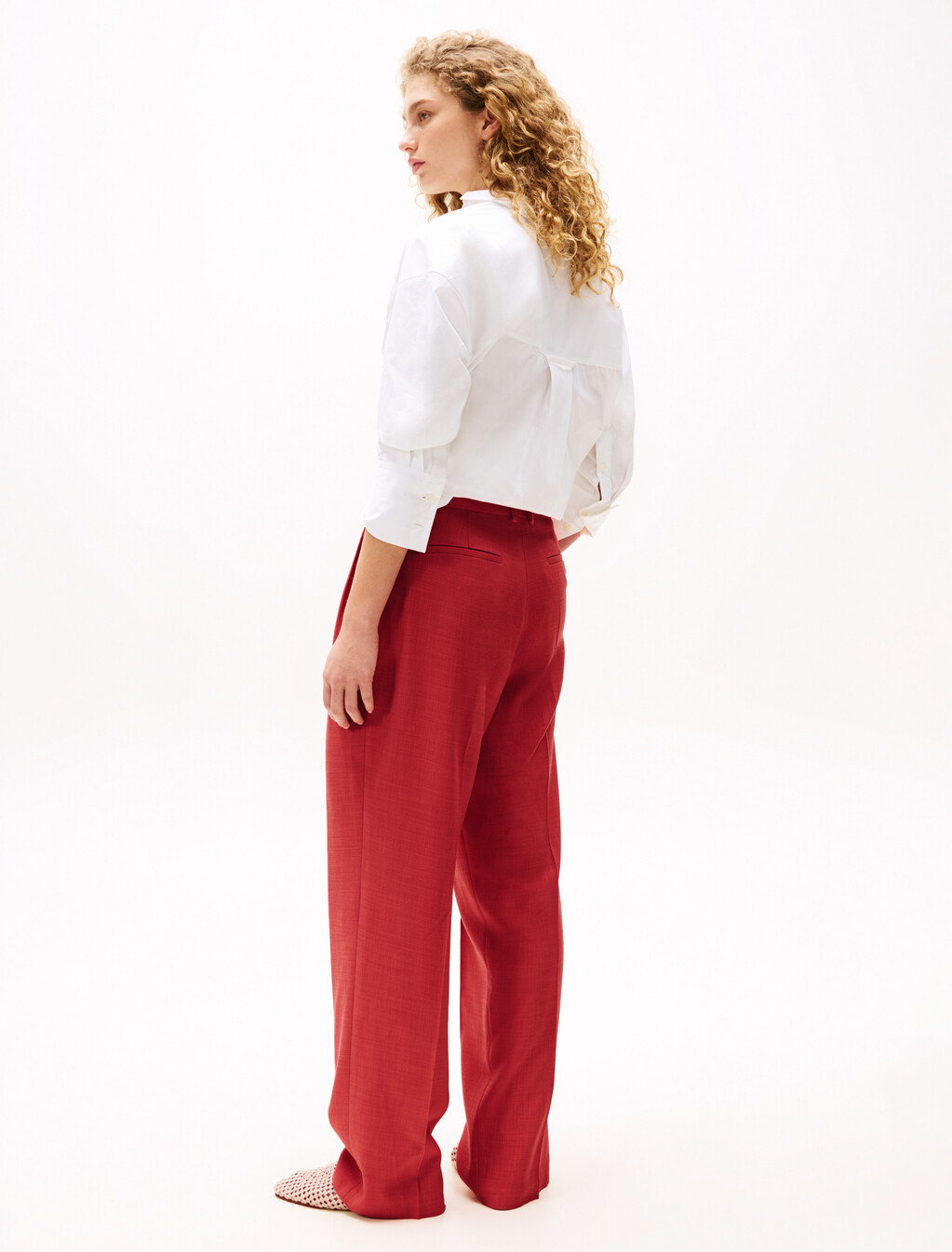 The Sofia Capsule Regular Wide Leg Trousers, Medium Red, hi-res