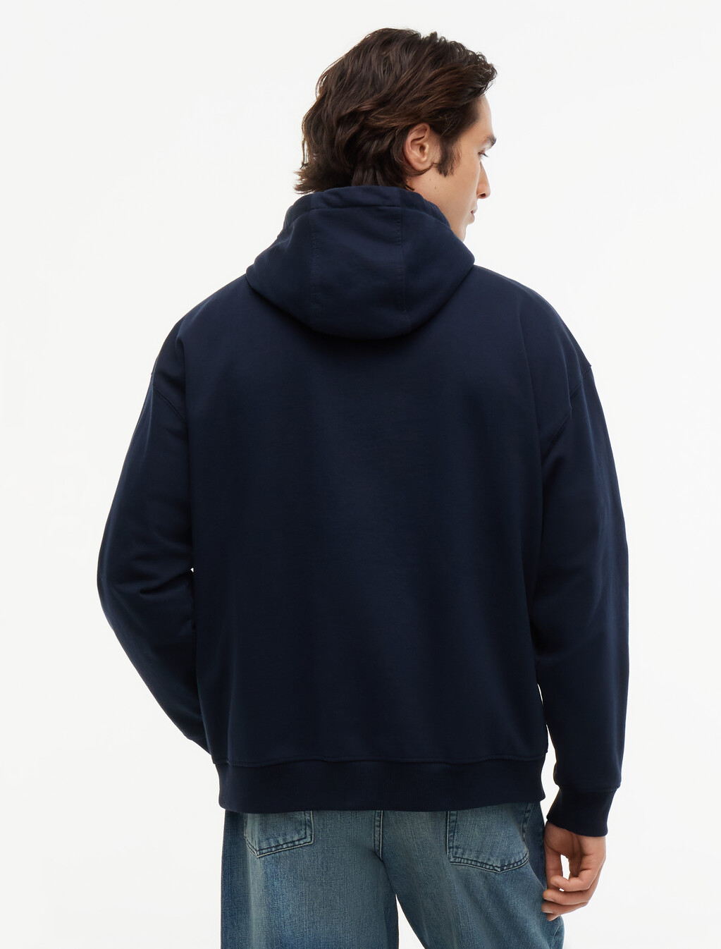 Relaxed Fleece Hoody, Navy Blue, hi-res