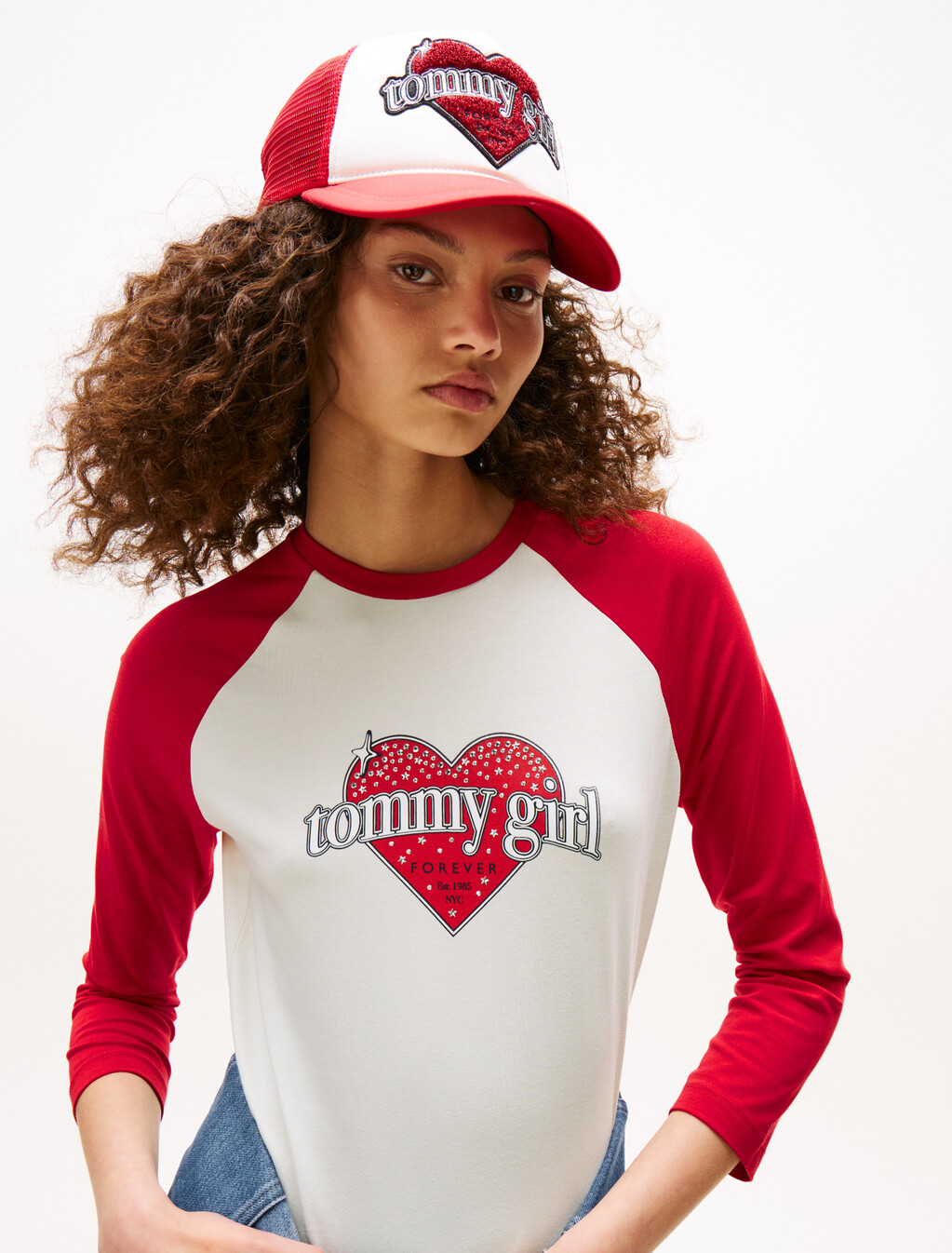 Tommy Girl Slim T-Shirt Mini Dress, Ivory Marl / Primary Red, hi-res