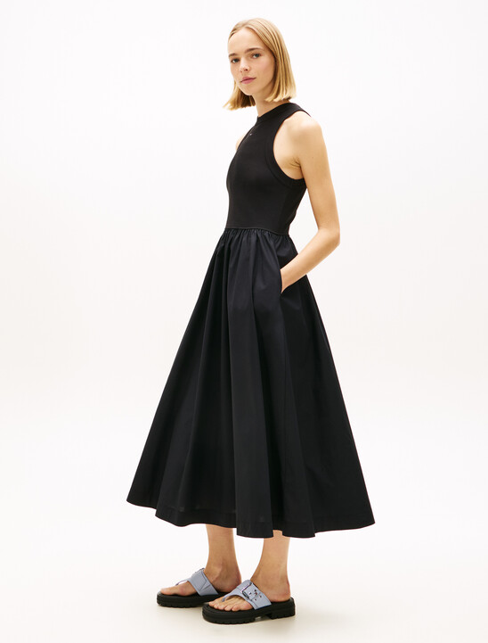 Slim Poplin Tank Top Maxi Dress