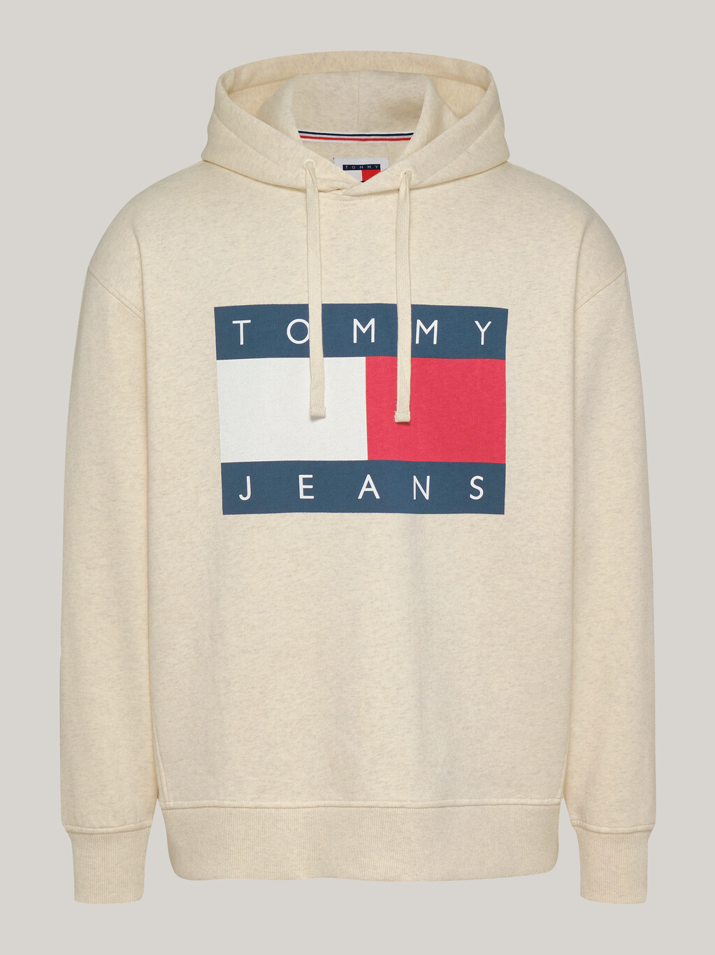 Tommy Flag Badge Mélange Relaxed Hoody, Ancient White Melange, hi-res