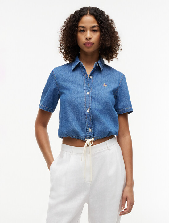 Boxy Fit Short Sleeve Denim Shirt