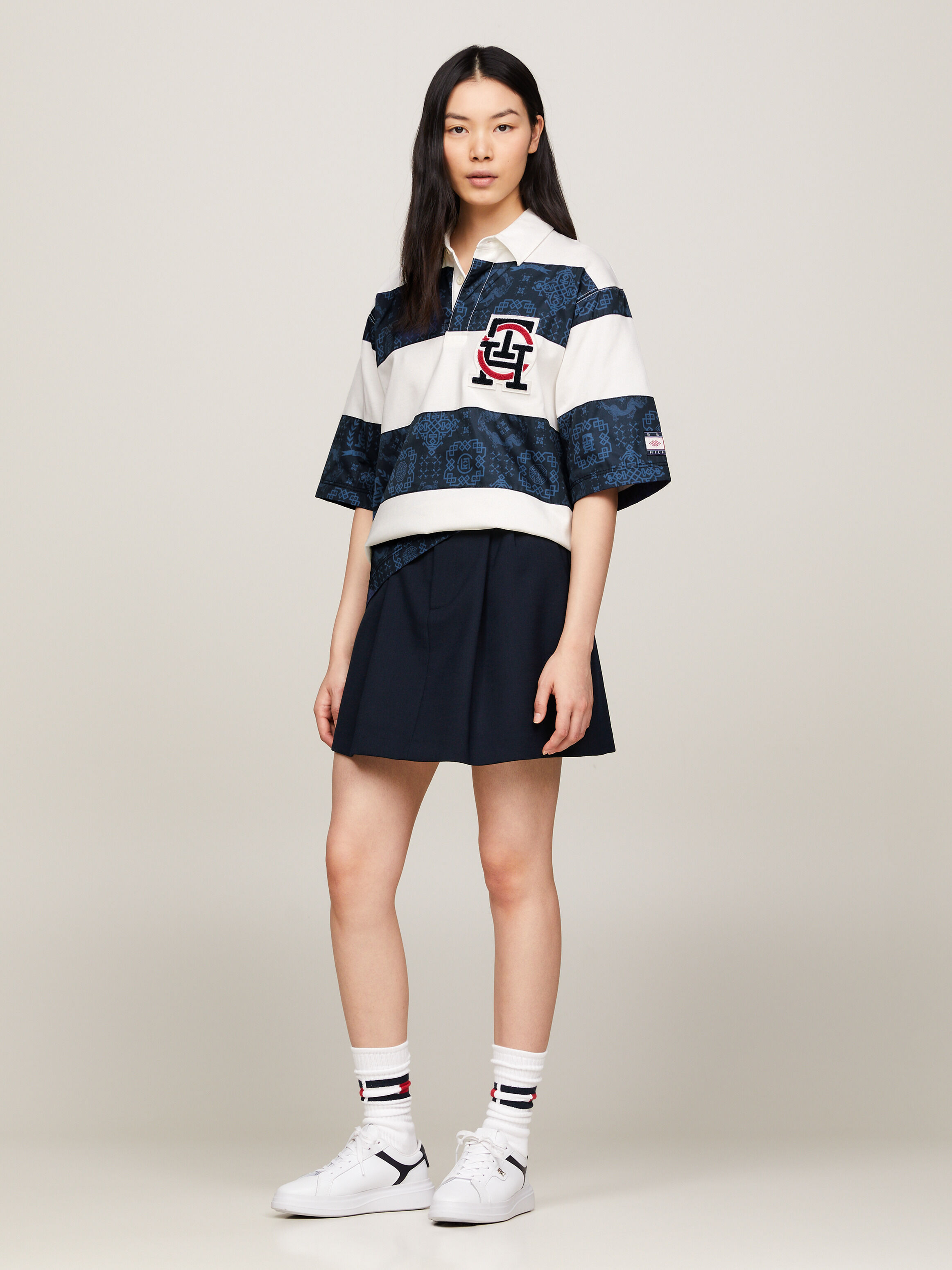 Tommy x CLOT Flare Stripe Mini Skirt blue Tommy Hilfiger Singapore